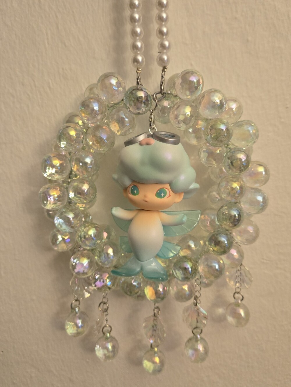 Handmade  Pearl Beaded hanger W/ a  DIMOO Aquarium Flyin Fish.